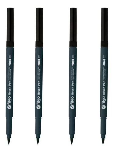 4 Marcador Brush Pen Punta Pincel Filgo Lettering Black