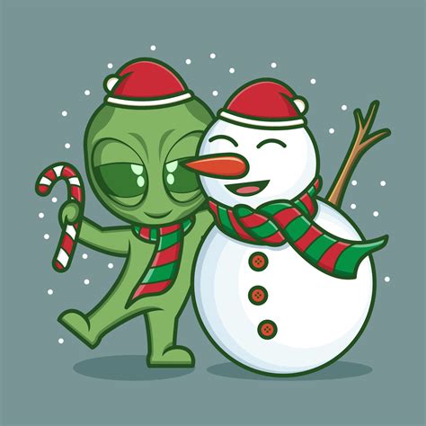 cute cartoon alien on christmas 20792258 Vector Art at Vecteezy