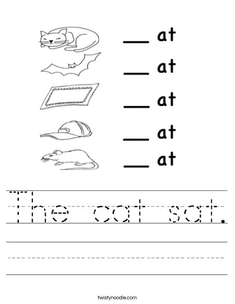 The Cat Sat Worksheet Twisty Noodle