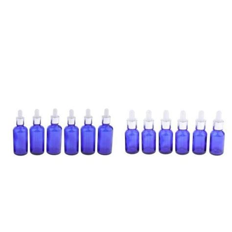 12 Pièces 10ml 30ml Flacon Compte gouttes en Verre Bleu Bouteilles en