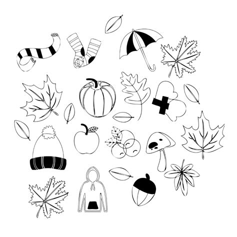 autumn clipart black  white simple