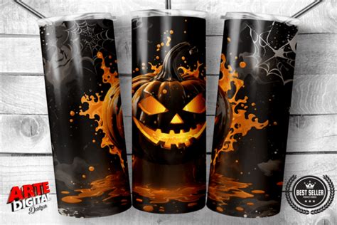 Halloween Pumpkin Tumbler Wrap 20oz Graphic By Arte Digital Designs · Creative Fabrica