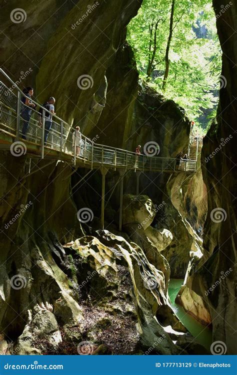 Gorges Du Pont Du Diable In Haute Savoie Portes Du Soleil Editorial