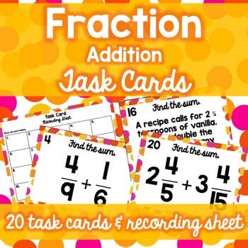 Adding Fractions Task Cards By Middle School Math Lover TpT