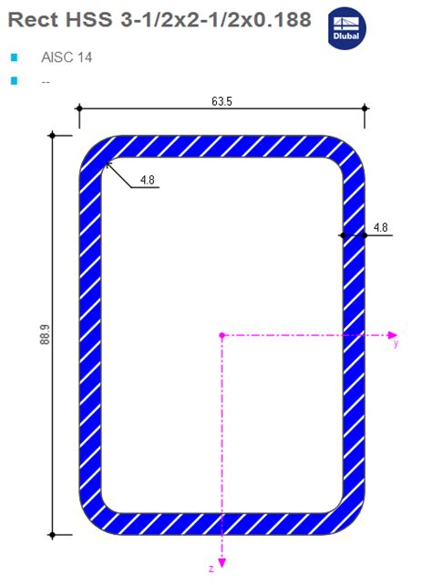 Rect Hss 3 12x2 12x0188 Aisc 14 Cross Section Properties