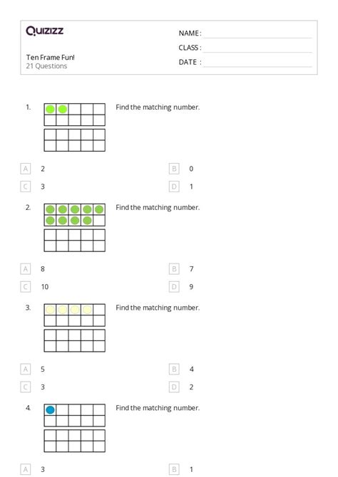 50 Subtraction And Ten Frames Worksheets For 1st Class On Quizizz