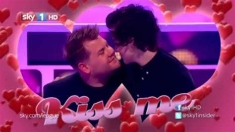 Harry Styles And James Corden Kiss In Slow Motion A League Of Their Own Youtube