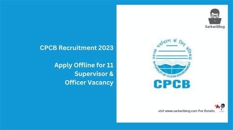 CPCB Recruitment 2023 Technical Supervisor Vacancy