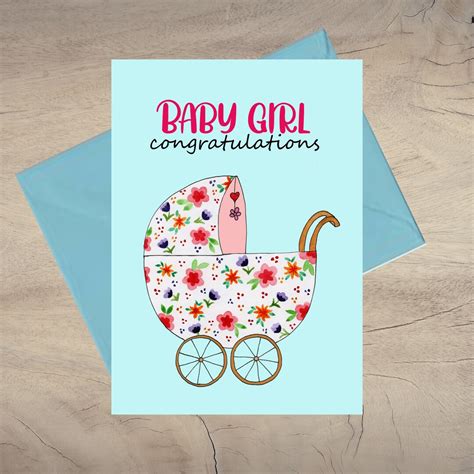 New Baby Girl Card/printable New Baby Card/ Instant Download New Baby ...