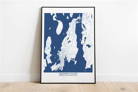 Aquidneck Island Rhode Island Map Pittsburgh Map Company - Etsy