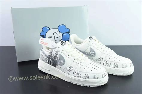 Kaws X Nike Air Force Low White Grey Black Custom By You Solesnk