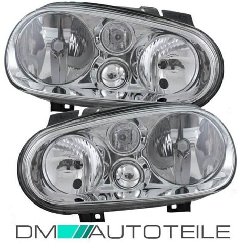 Set Vw Golf 4 Iv Clear Glass Chrome Headlights 97 06 H7h1 No Fog Lights