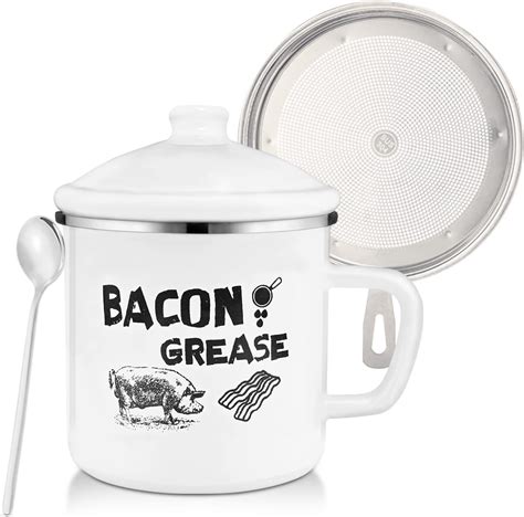 Amazon L Bacon Grease Container With Strainer Oz Large