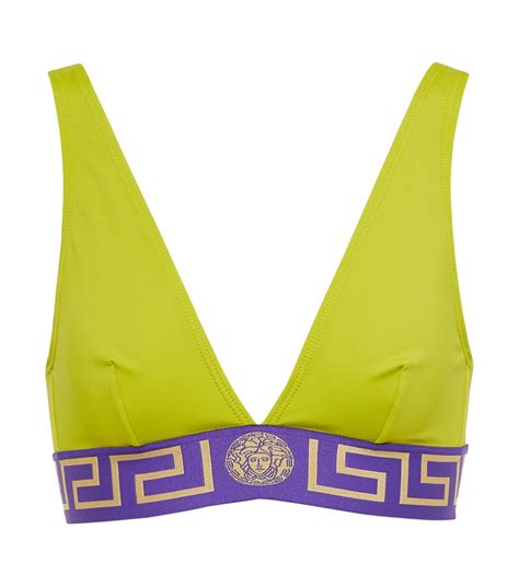 Logo Bikini Top In Green Versace Mytheresa