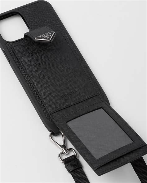 Black Saffiano Leather Iphone Pro Max Case Prada