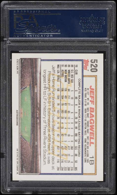 1992 TOPPS GOLD JEFF BAGWELL ROOKIE CUP WINNER 520 PSA 10 GEM MINT EBay