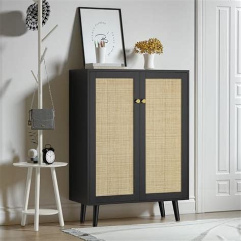 Amazon Giluta 44 H Tall Wood Rattan Cabinet 2 Doors Sideboard