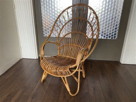 Mid Century Peacock Lounge Chair In Rattan And Bamboo By Rohé