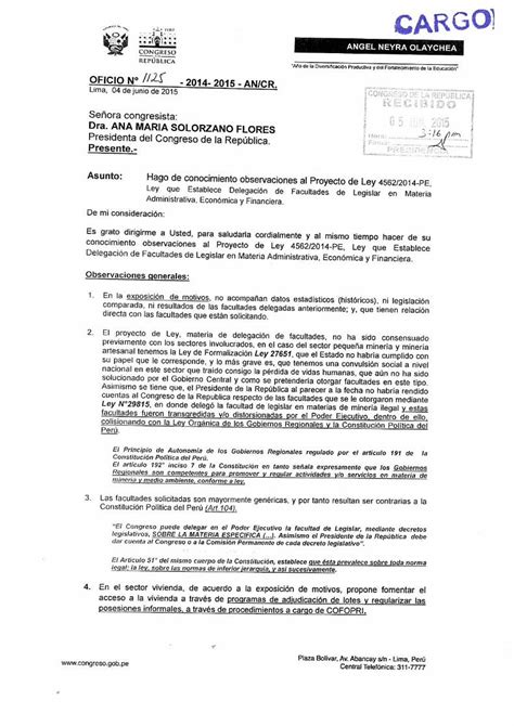 PDF Oficio A Mesa Directiva Del Congreso DOKUMEN TIPS