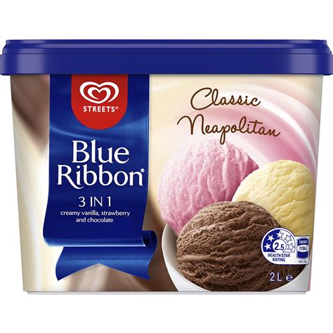 Blue Ribbon Neapolitan Reduced Fat Ice Cream Dessert Tub 2l Woolworths