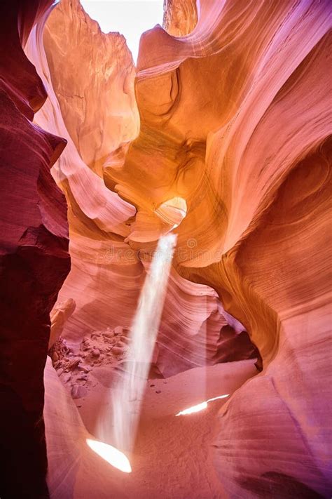 Antelope Canyon Light Beam And Sandstone Walls Arizona Stock Image