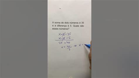 Sistema De Equações Do 1º Grau Matemática Shorts Prof Robson Liers