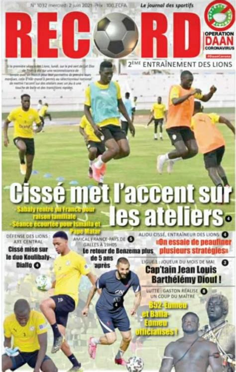 Revue De La Presse Sportive Sénégalaise Du Mercredi 02 Juin Sunusport