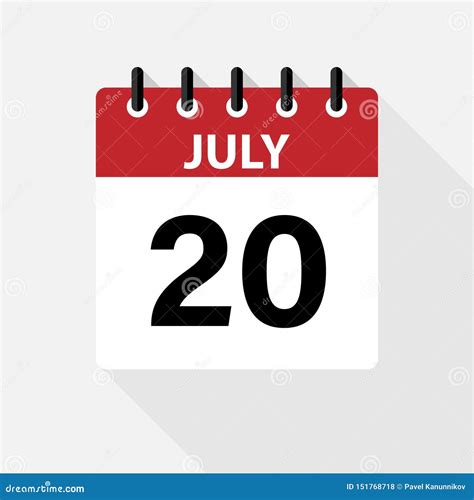 July Vector Flat Daily Calendar Icon Date And Time Day Month