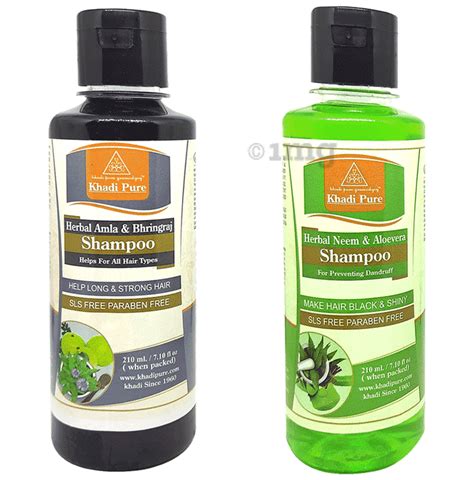 Khadi Pure Combo Pack Of Herbal Amla Bhringraj Shampoo Herbal Neem