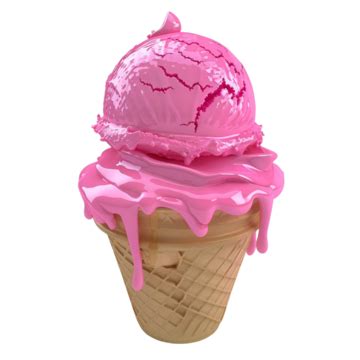 Shows A Scoop Of Vanilla Ice Cream With Pink Swirl And Crumbs On Top