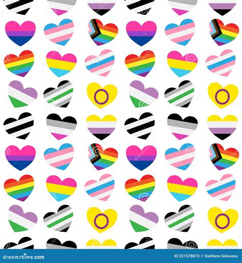 Vector Seamless Pattern Of Gender Lgbt Flag Heart Stock Vector Illustration Of Pattern