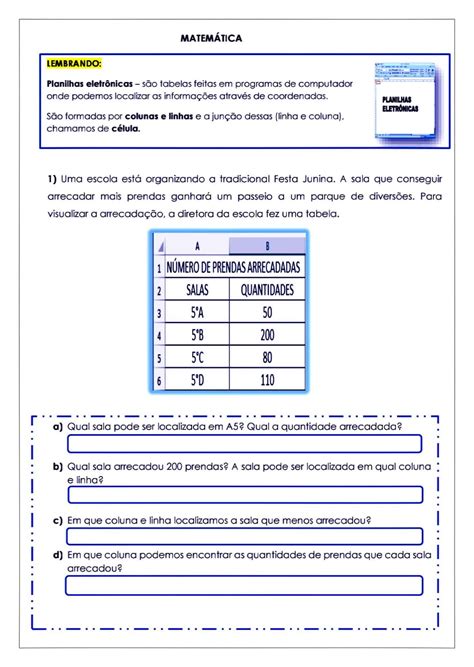 Ano Atividadesde Matem Tica Gr Ficos E Tabelas Planilhas