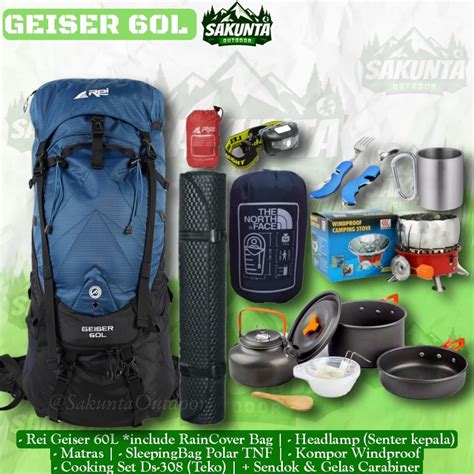 Jual Paket Hemat Alat Pendakian Gunung Carrier Rei Arei Geiser 60l