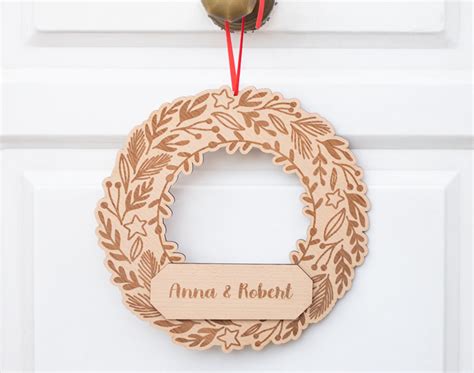 Corona De Navidad De Madera Personalizada Regalo Original