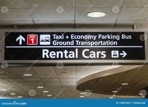 Airport Rental Cars Parking And Ground Transportation Sign Stock Image