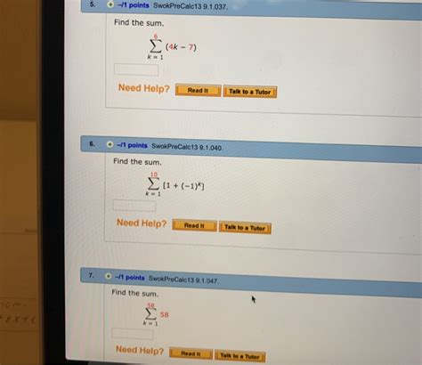 Solved 5 1 points SwokPreCalc 13 9 1 037 Find the sum É Chegg