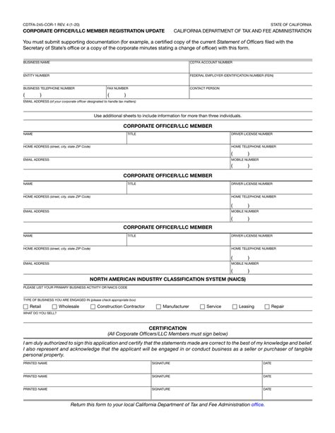 Form Cdtfa 245 Cor 1 Download Fillable Pdf Or Fill Online Corporation