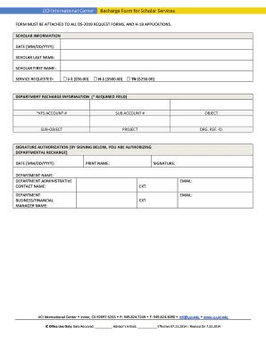 Fillable Online Ic Uci UCI International Center Recharge Form For