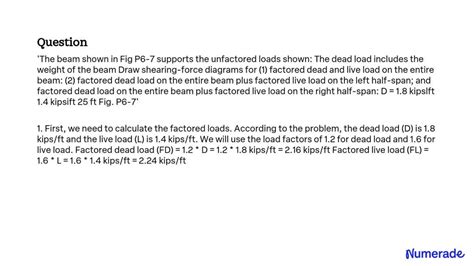 Solved The Beam Shown In Fig P Supports The Unfactored Loads Shown