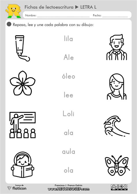 Fichas De Lectoescritura Letra L Letra Ligada E Imprenta