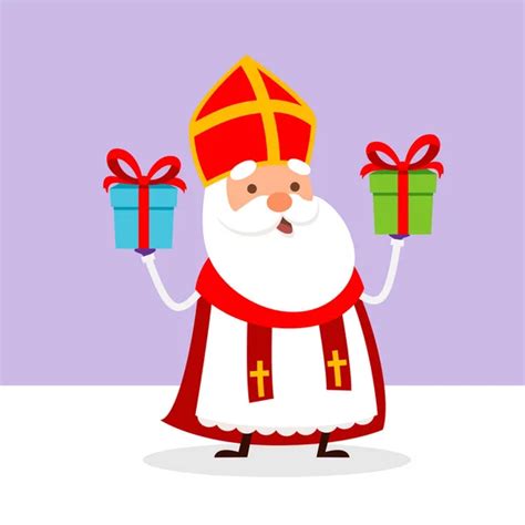 Cute Saint Nicholas Sinterklaas Fill Shoes Gifts Vector Illustration