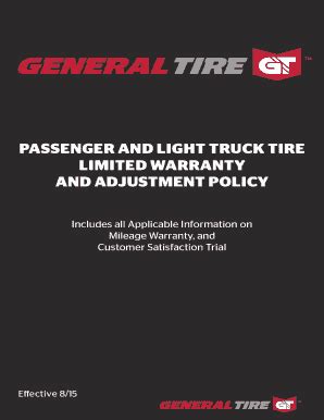 Fillable Online Generaltire Passenger And Light Truck Tire Limited