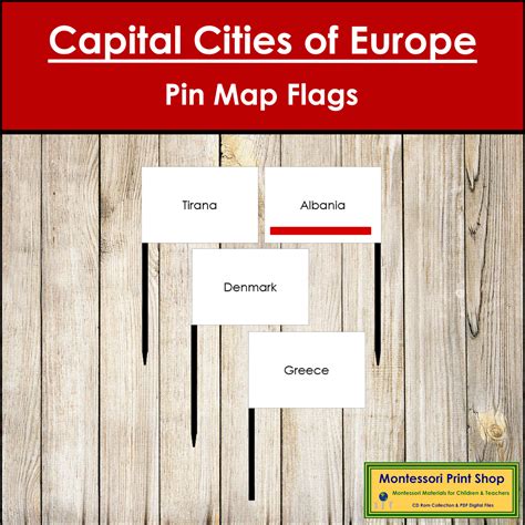 Capital Cities of Europe Map Labels - Pin Map Flags (color-coded ...