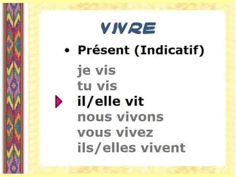 Verbe Vivre Au Pr Sent De L Indicatif Youtube