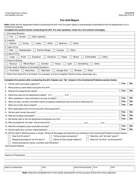 Fire Drill Report Form - 2 Free Templates in PDF, Word, Excel Download