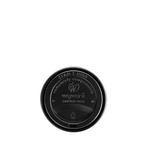 Compostable Domed Hot Cup Lid 10 20oz Black Black 10 20oz 28 57cl PLA 1 X 1000