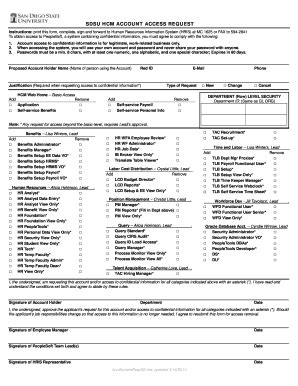 Fillable Online Bfa Sdsu Sdsu Hcm Account Access Request Instructions