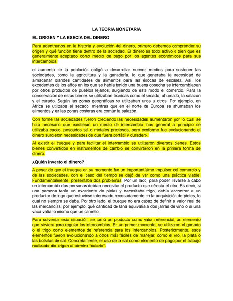 La Teoria Monetaria La Teoria Monetaria El Origen Y La Esecia Del