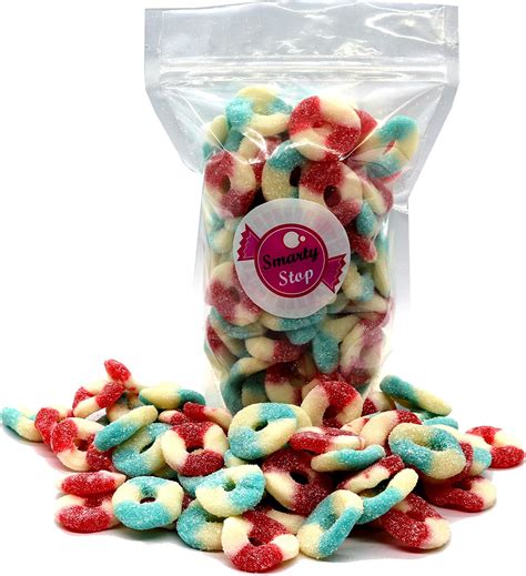 Smarty Stop Mini Sour Gummy Rings Candy Gummiroos Red