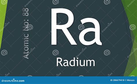 Radium Chemical Element Symbol on Dark Green Background Stock ...